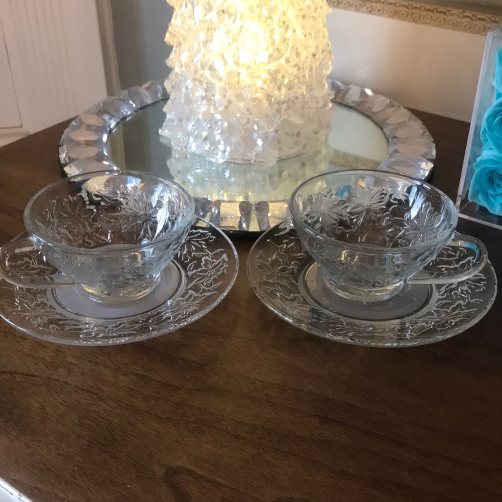 Princess House Fantasia Collection. 2 sets of teacups & saucers. NWOT
